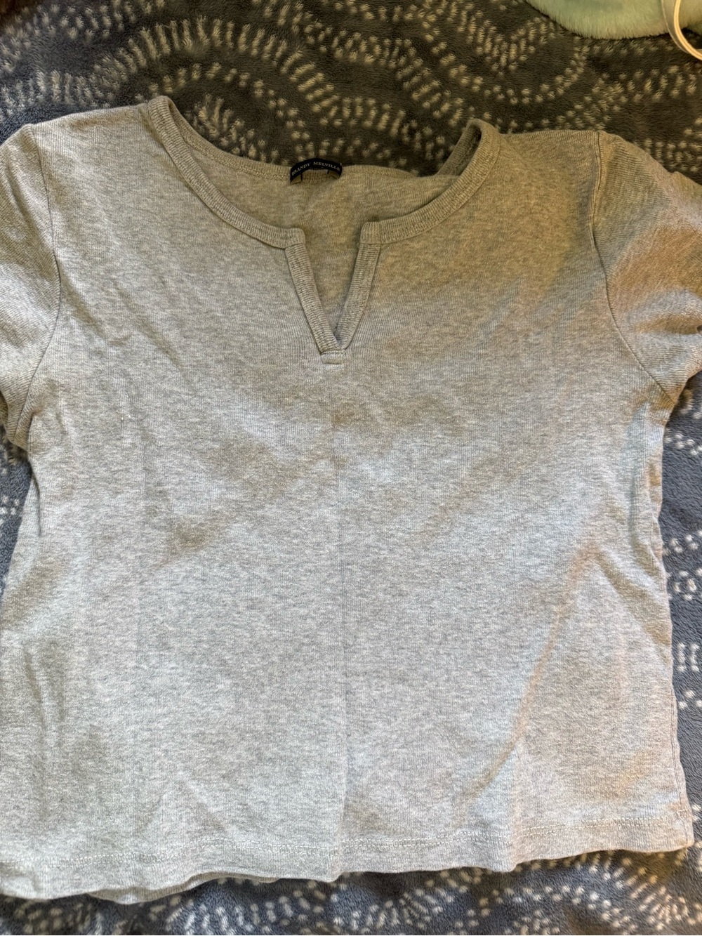Brandy Melville Light Gray Notch Neck Tee